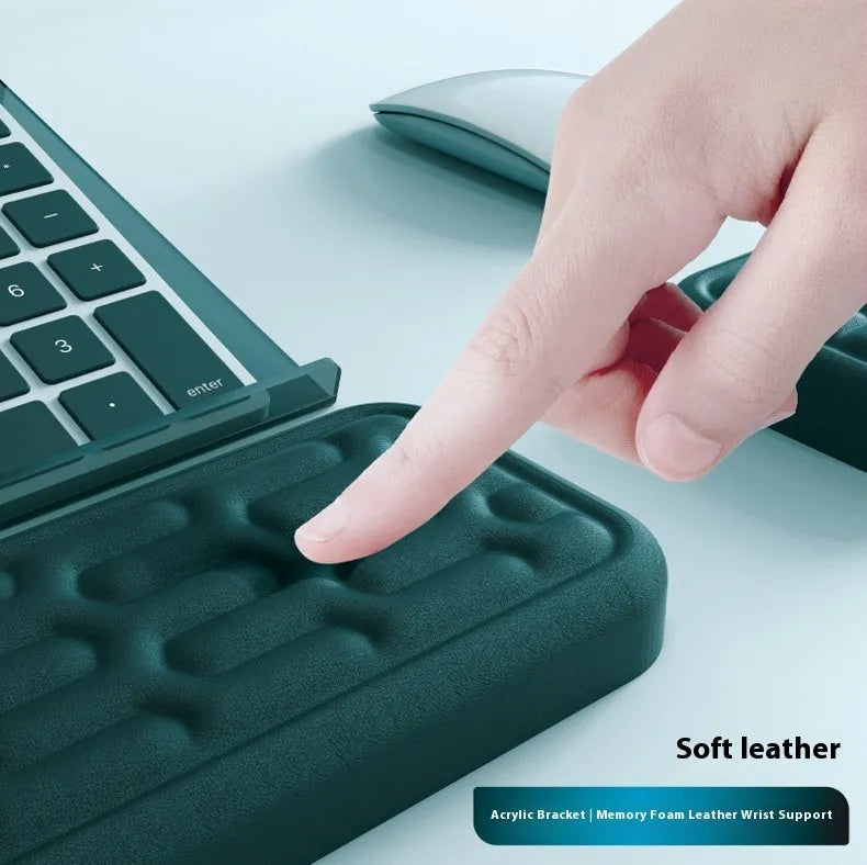 Double sided keyboard and mouse pad with memory foam wrist support on anti-slip resin base