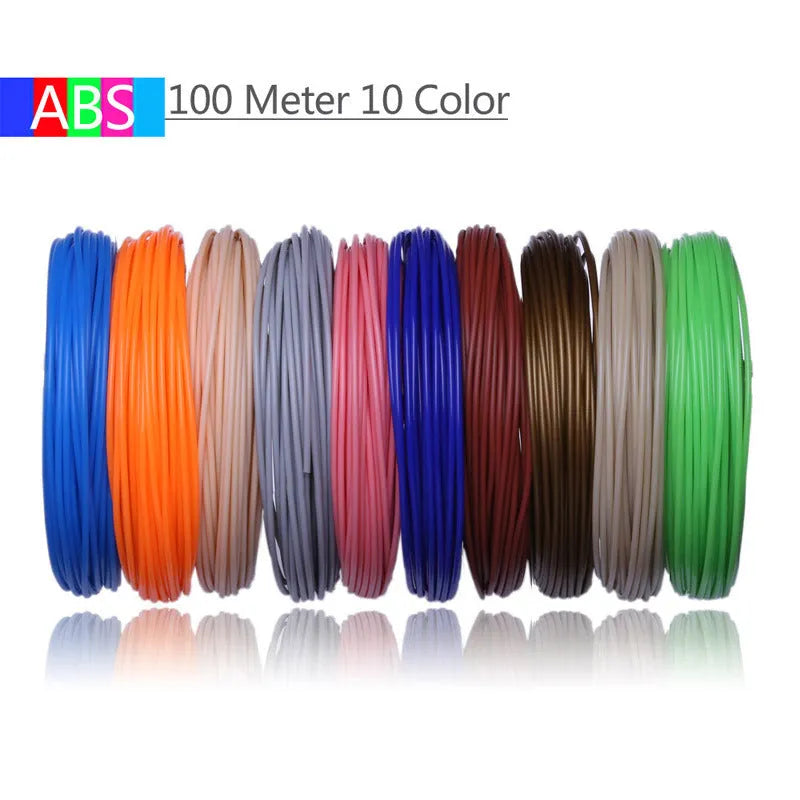 3D printing pen filament set with 20 colours of ABS and PLA strip in neutral self-sealing bag