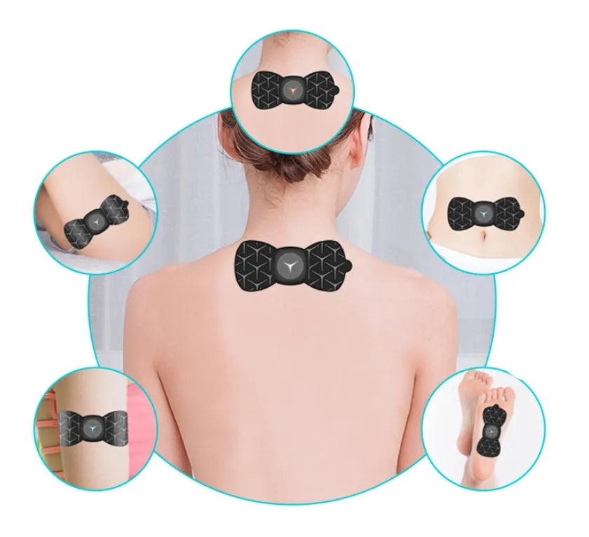 Mini shoulder and neck massager with six pulse modes in black and white