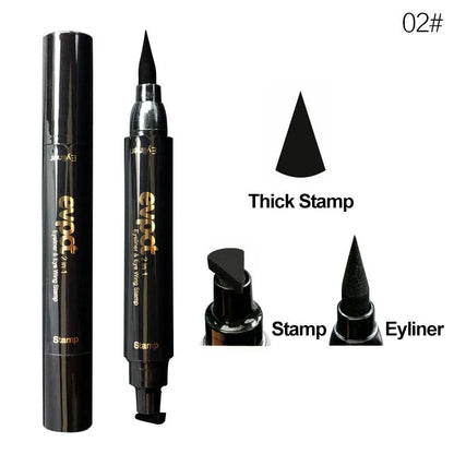 Double-headed wing seal eyeliner with quick-drying carbon black formula for precise application
