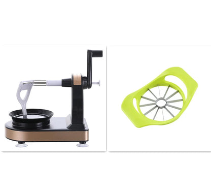 Hand Crank Peeler in black and gold, efficient for peeling fruits and vegetables