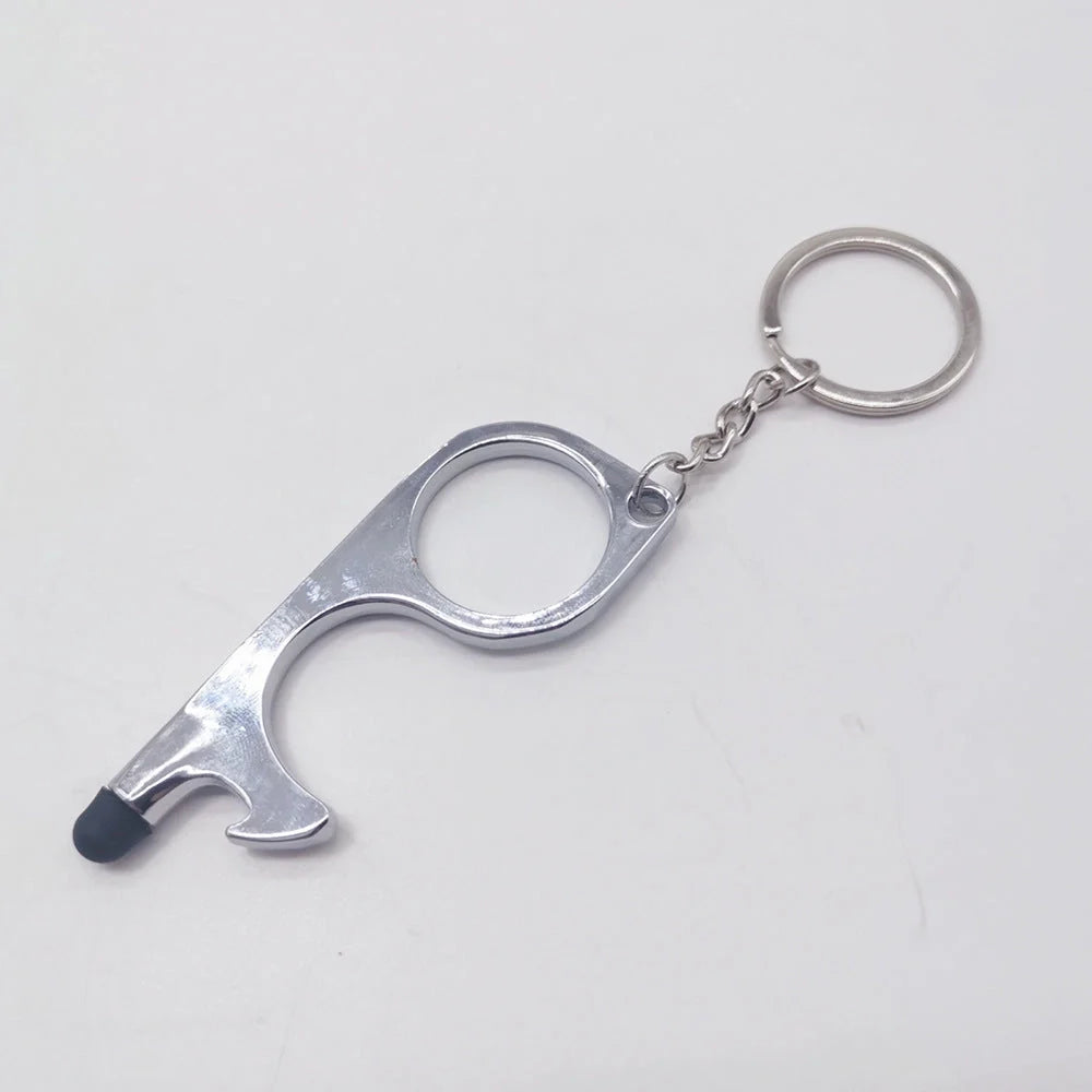 Alloy protective door opener keychain in various colours, 7.9cm in size
