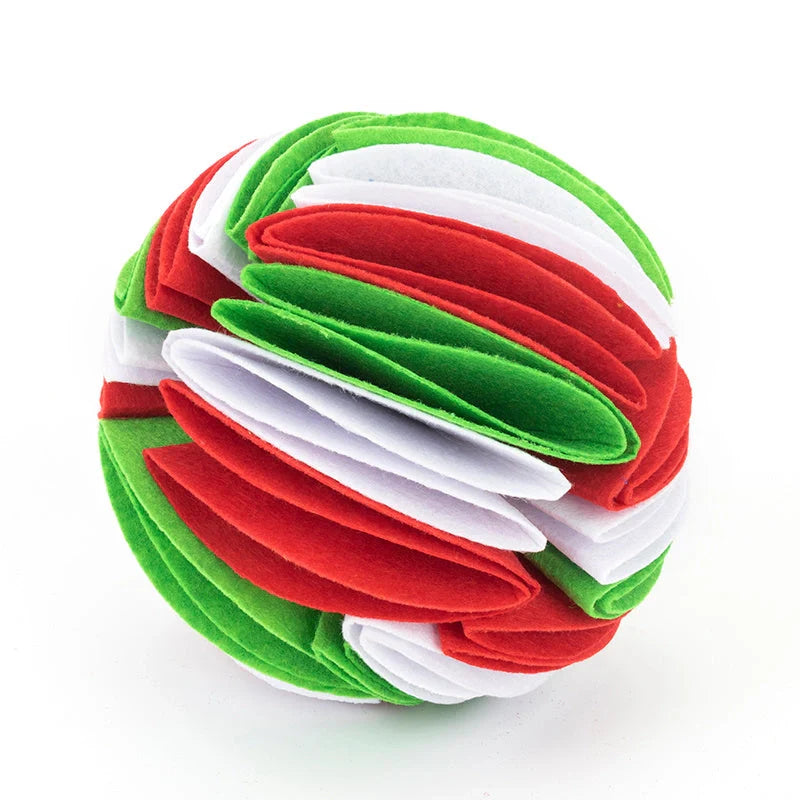 Foldable Dog Snuffle Ball in various colors for pet training and feeding