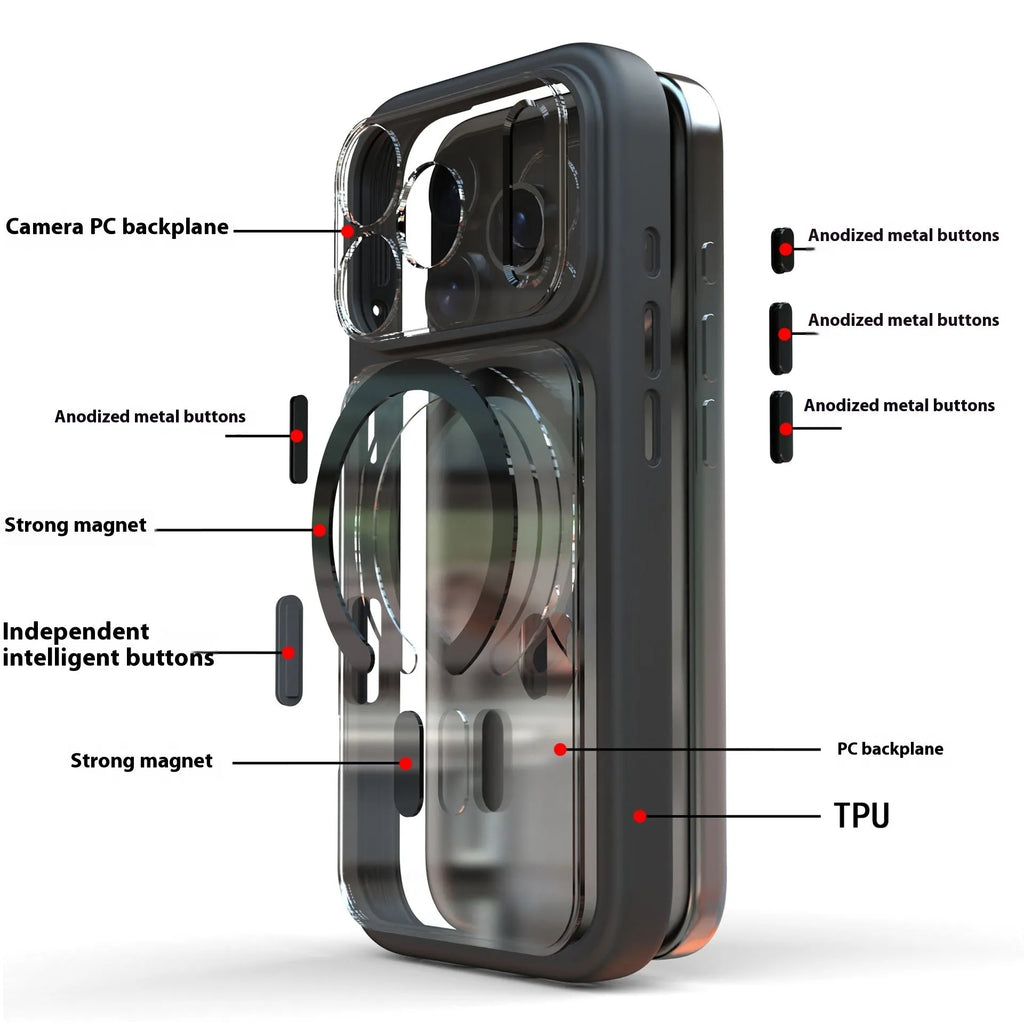 Two-in-one magnetic phone case for iPhone 17 Pro Max in three colour options