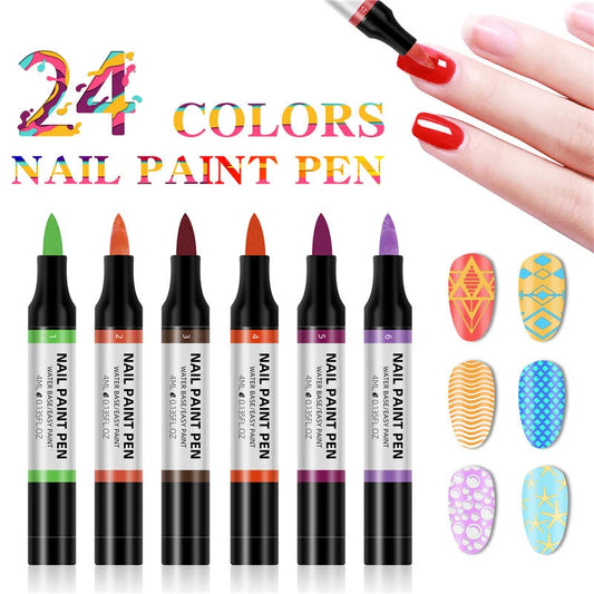 24-colour nail polish painting pen set for 3D nail art designs