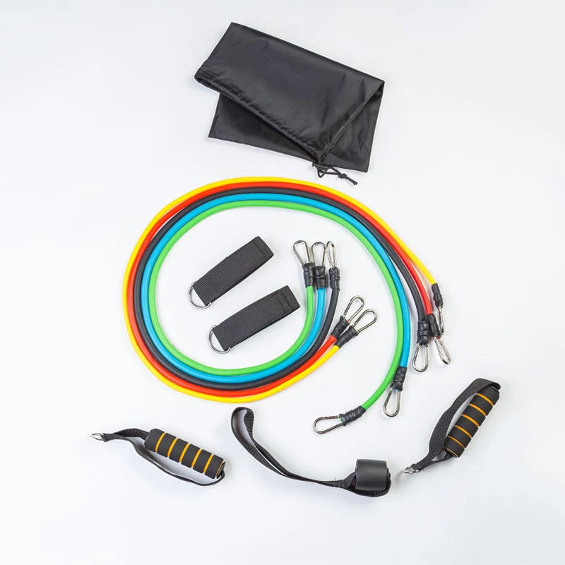 Pull Rope Elastic Rope Strength Training Set with multiple resistance bands and accessories