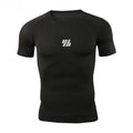 Men's quick-drying compressed top in solid colour polyester fabric for training and running, available in black white light pink navy blue sizes M to 3XL
