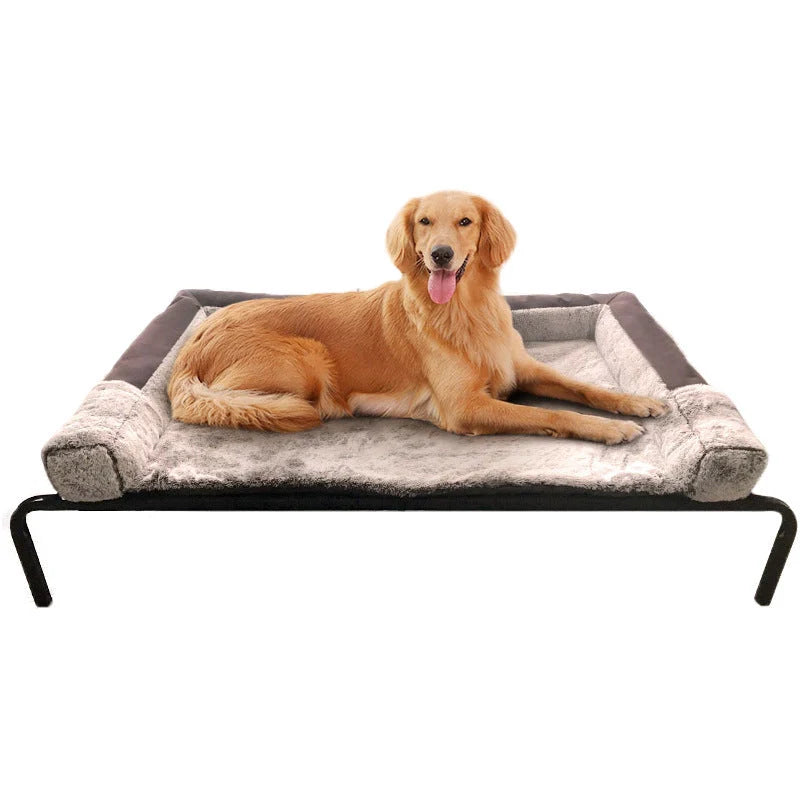 Removable and washable pet bed with steel frame and Teslin mesh in black