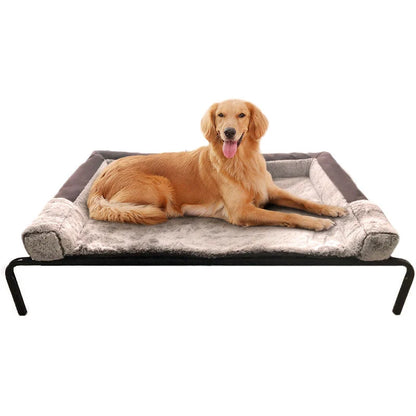 Removable and washable pet bed with steel frame and Teslin mesh in black
