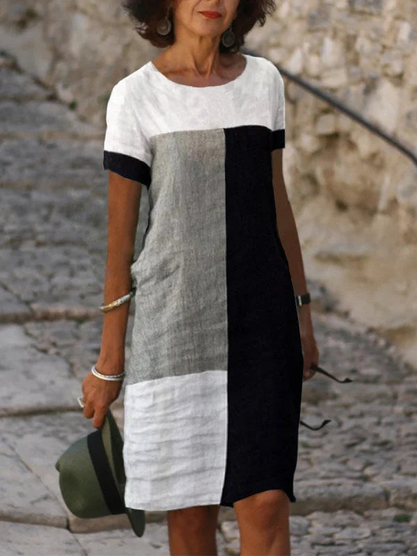 Ladies check print dress in cotton blend, available in four colours and sizes S to 3XL