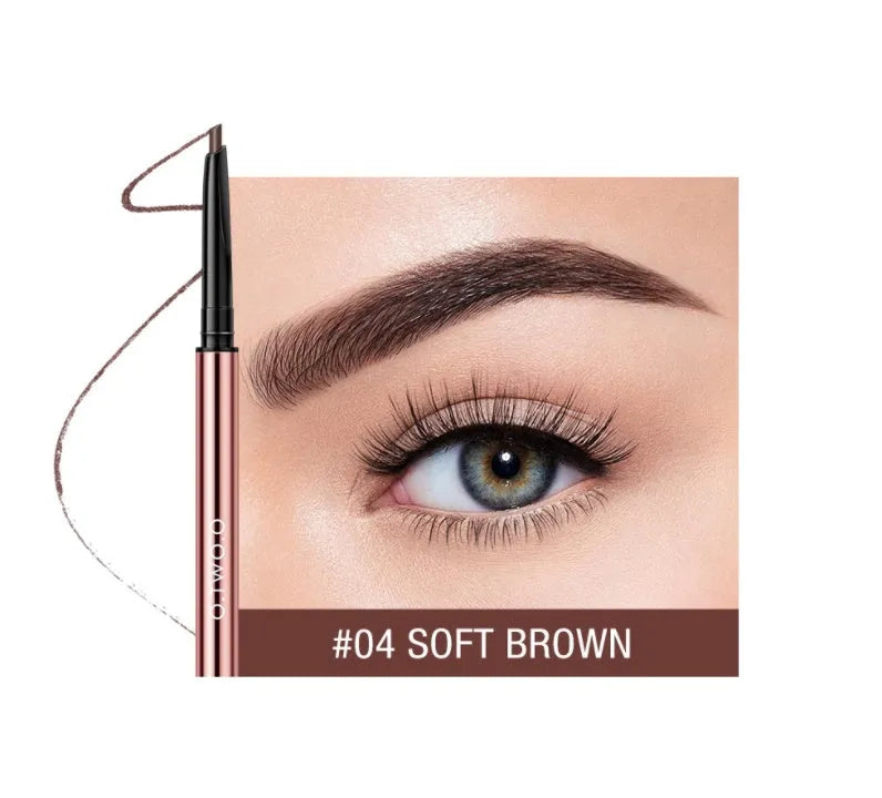 Eyebrow pencil in colour box with shades AUBURN, BLONDE, CARAMEL, DARK BROWN, SOFT BROWN, TAUPE.