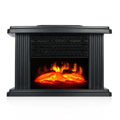 Stylish electric fireplace heater with realistic flame effect and remote control for cozy home decor