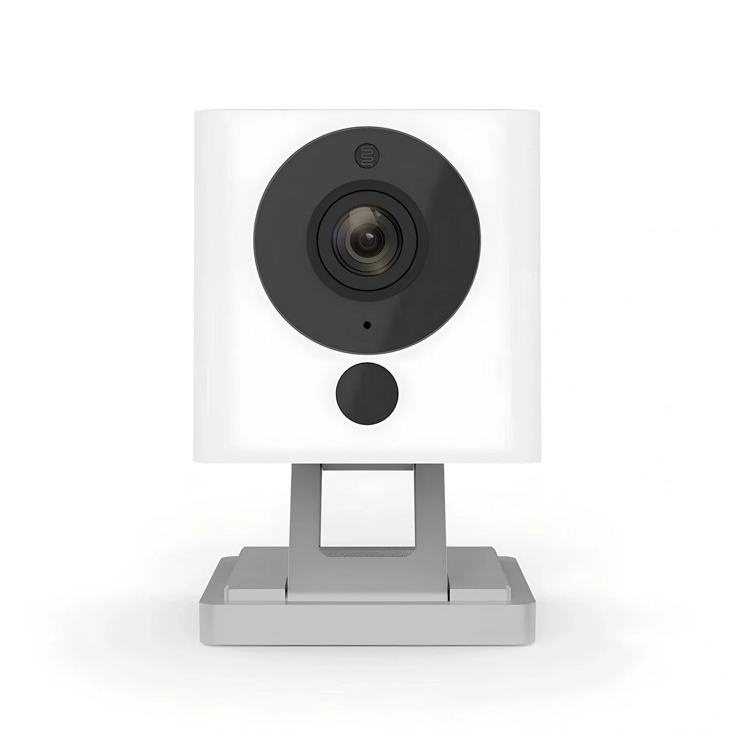 White wireless smart home camera with 1920x1080 resolution, 3.6 mm lens, and motion alarm for indoor security