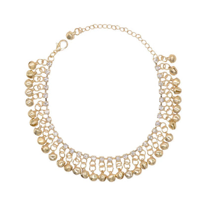 Retro ethnic style women's anklet in gold and silver with adjustable length