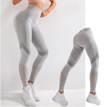 TerritorioFit yoga seamless leggings for women, 7/8 length, ribbed waistband, Black, side view