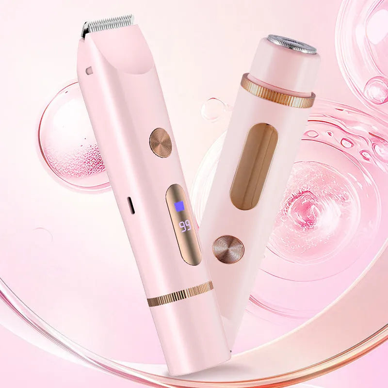 Double-headed electric lady shaver for armpit and whole body with dual motor and IPX6 waterproof, purple display model