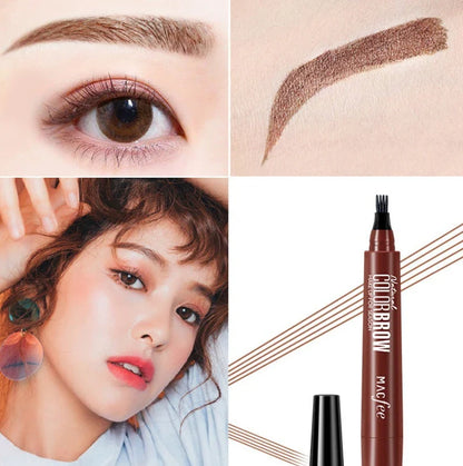 Waterproof Sweatproof Eyebrow Pencil with four-tip design for natural-looking eyebrows