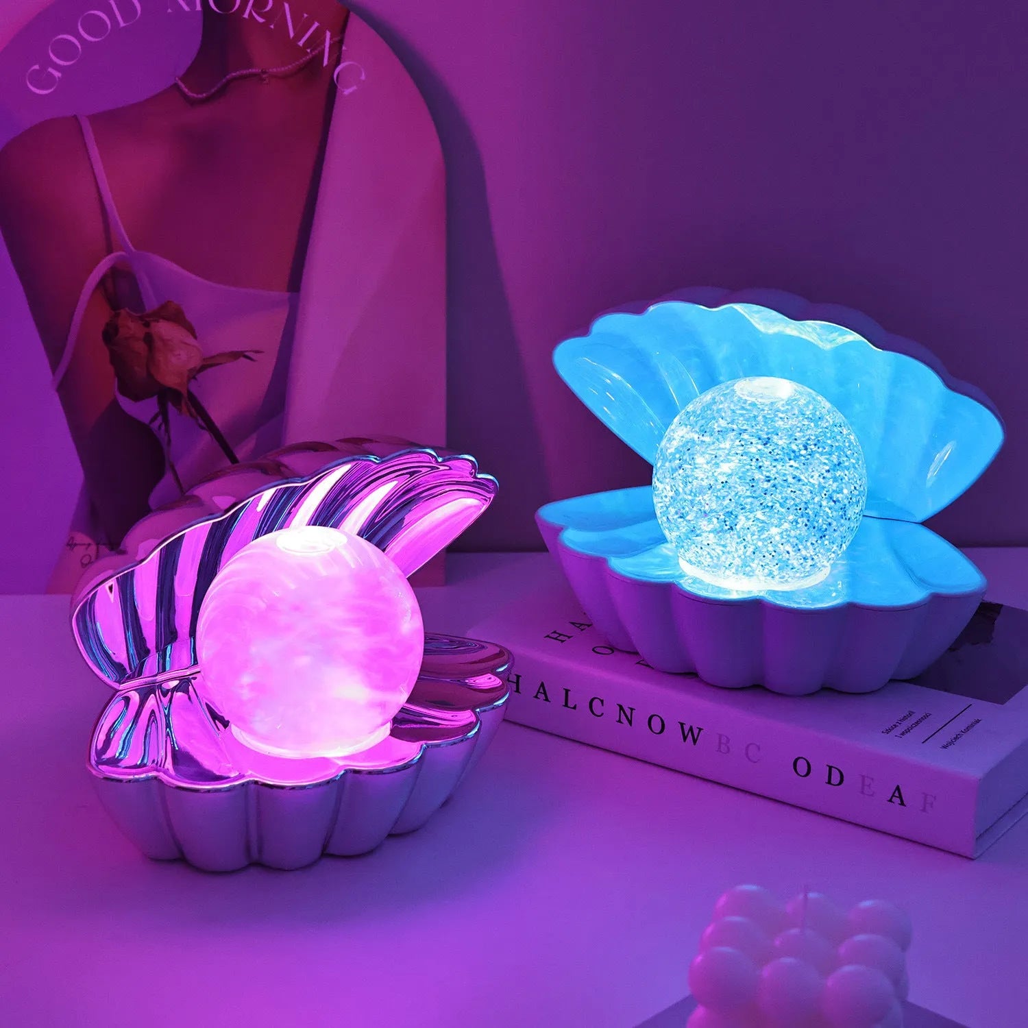 Shell-shaped neon ambience decorative night lamp with soft lighting