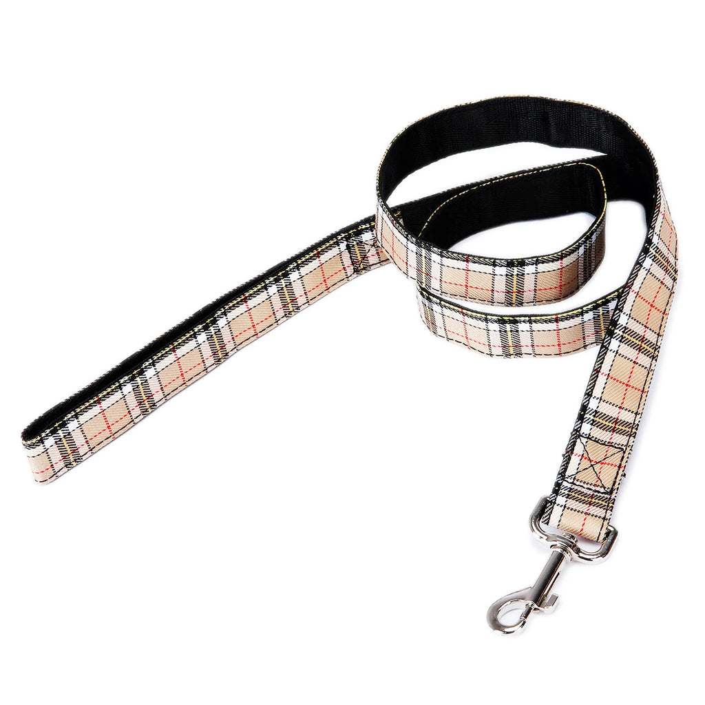 Black pet traction rope with plaid stripe pattern showing 120cm imitation nylon extension strap