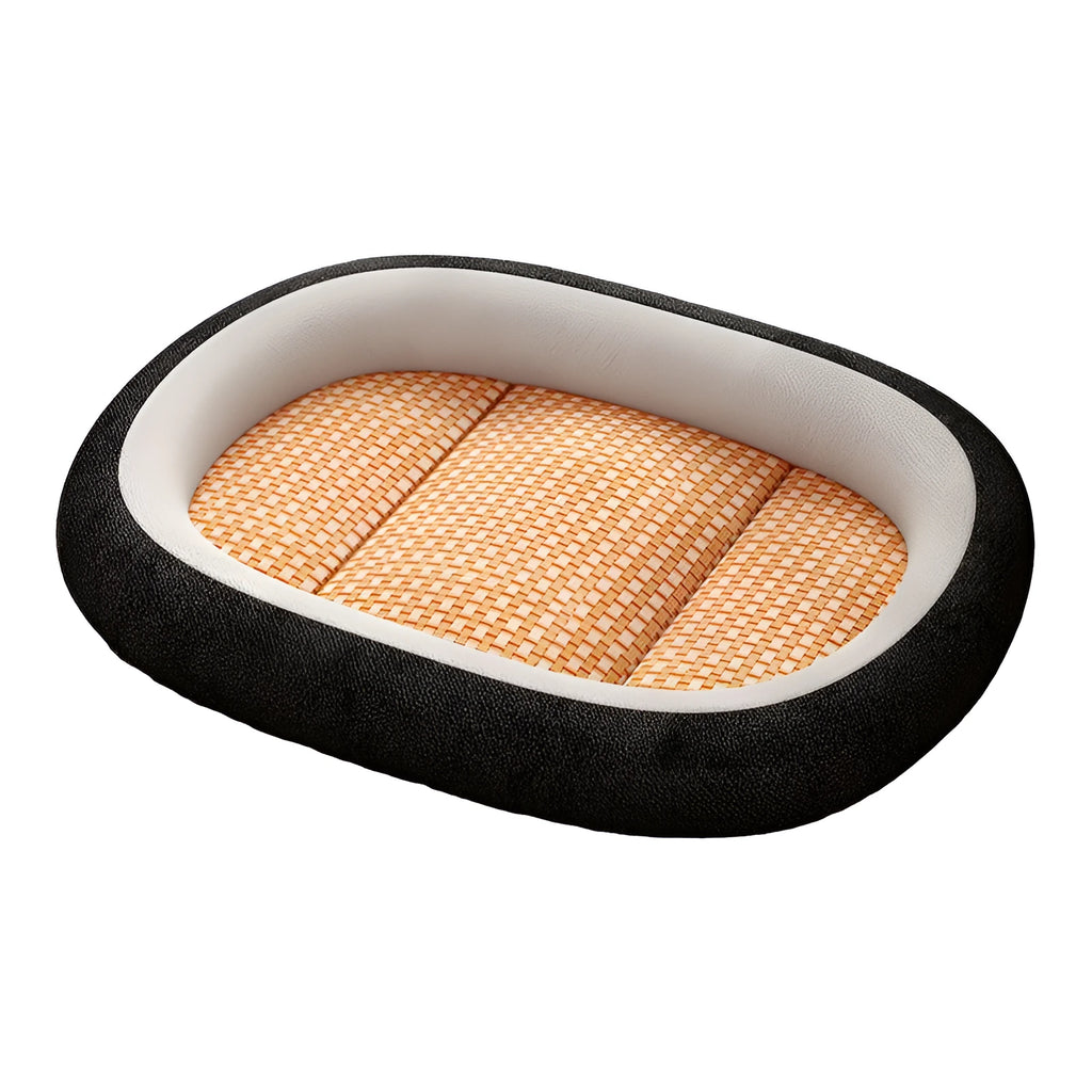 Removable cover pet nest for dogs and cats filled with cotton, shown in dark grey colour.