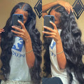 Black synthetic front lace long curly wig with side bangs for ladies, high temperature fibre 180 density
