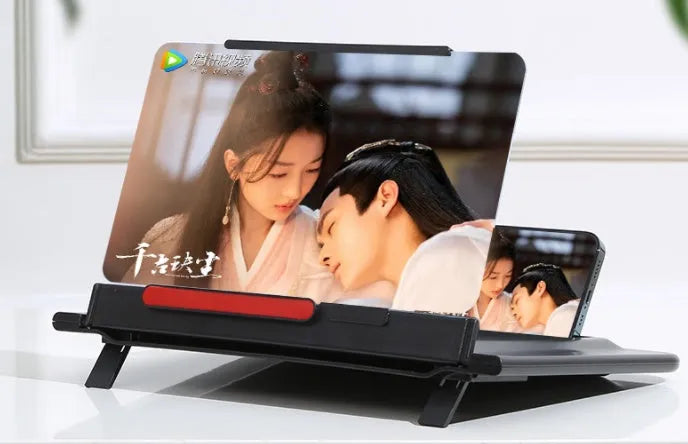 Black and white 12-inch pull-out screen amplifier bracket with Fresnel lens for 3-4x magnification
