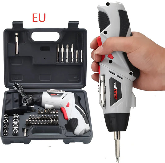 Blue 4.8V rechargeable electric screwdriver set, 15x16x4.5 cm, 180 RPM speed, 600mAh battery with EU plug