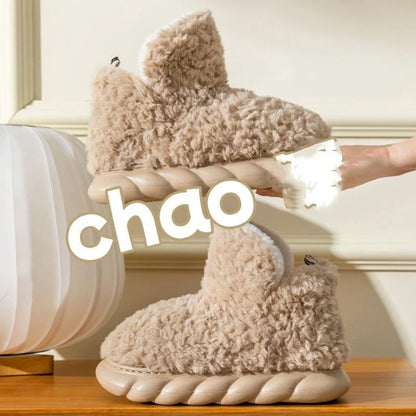 Heeled waterproof cotton slippers in various colours for winter wear