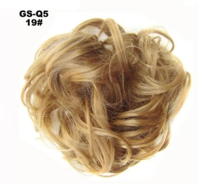 Synthetic wavy curly messy hair bun for women, 12cm diameter, high-temperature wire