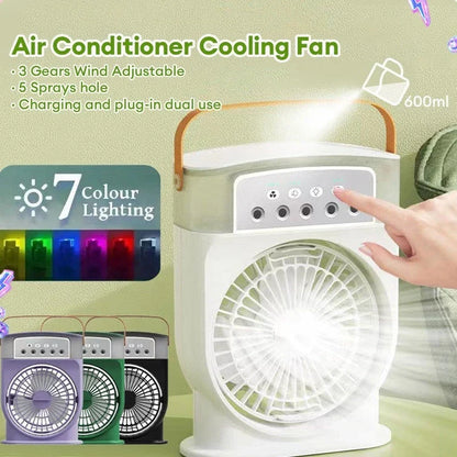 Chillax Portable USB Cooling Fan with 5 Adjustable Speed Settings, 600ml Water Tank, and 7-Color Mood Lighting