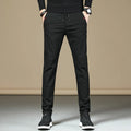 Men's cotton casual straight-leg pants in ArmyGreen, Black, Brown, and Grey, sizes 28-38