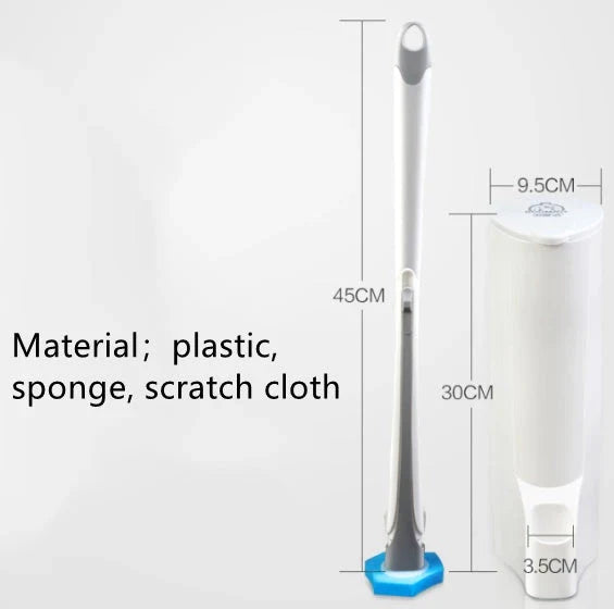 Disposable toilet brush with plastic handle and sponge head for hygienic cleaning
