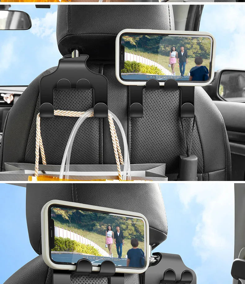 ABS car multifunction hook set for phone holding and item hanging