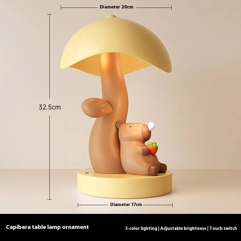 Capabala resin table lamp in khaki colour on a desktop as decoration