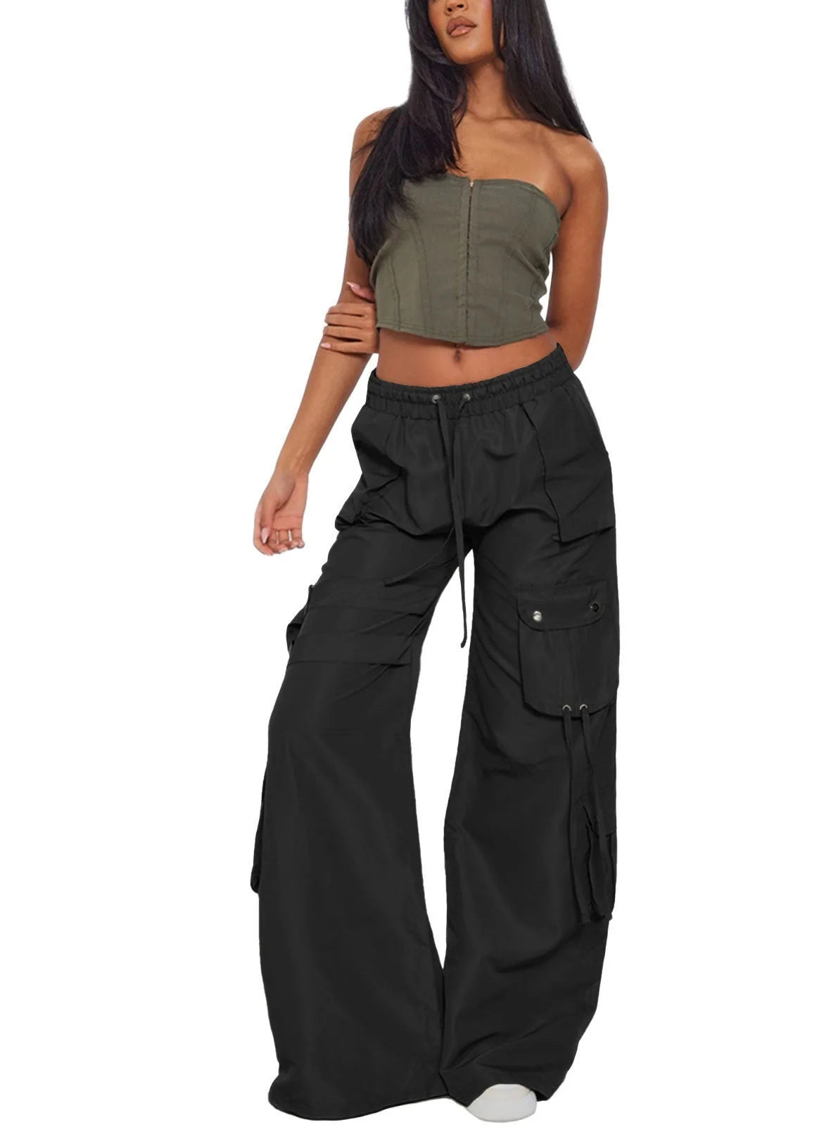 Retro casual pocket horn overalls in various colours, showcasing elastic waist and pocket details.