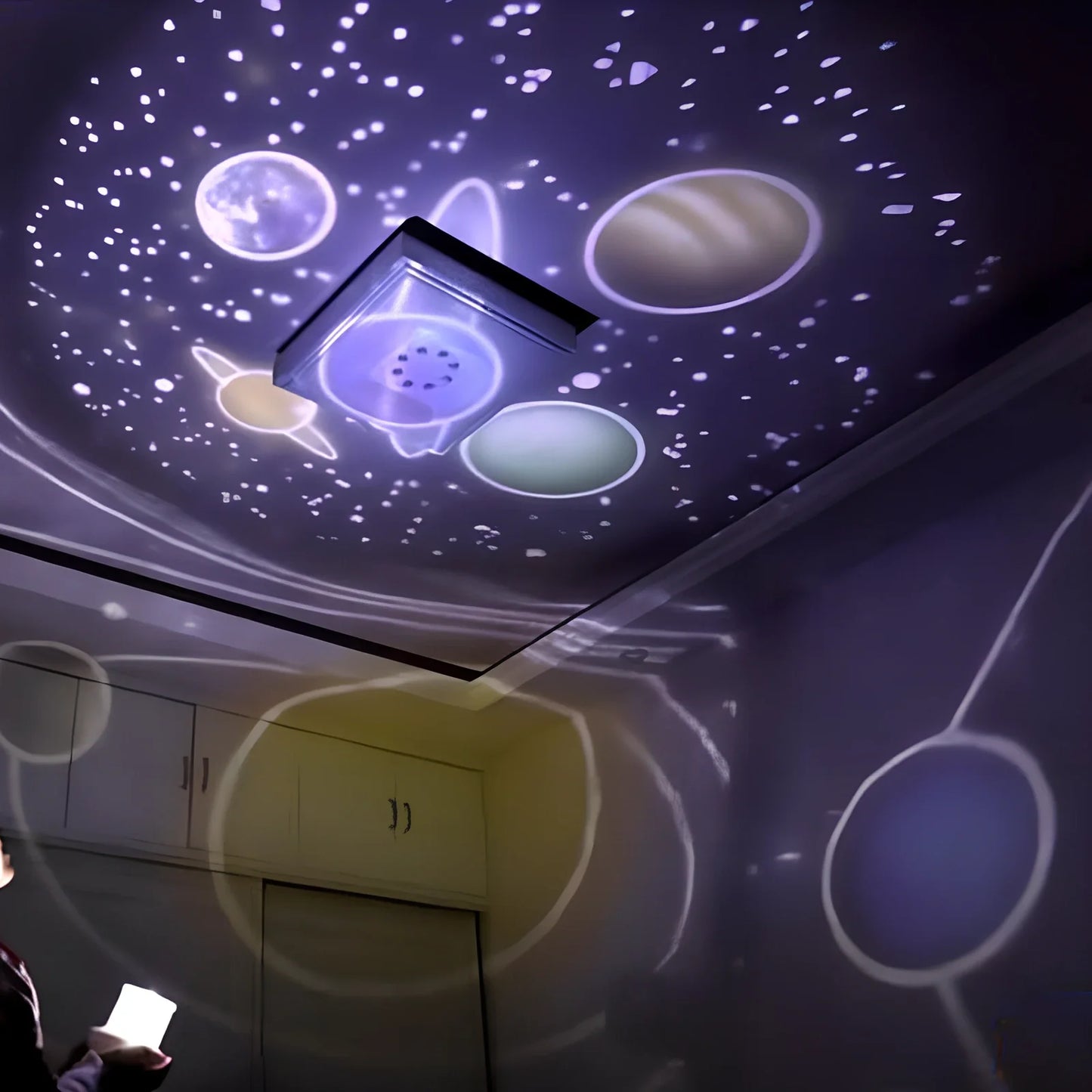 Sky Fall Projector Night Light for kids with 12 constellations, rotating USB 5W lamp in ABS PVC 10cm size