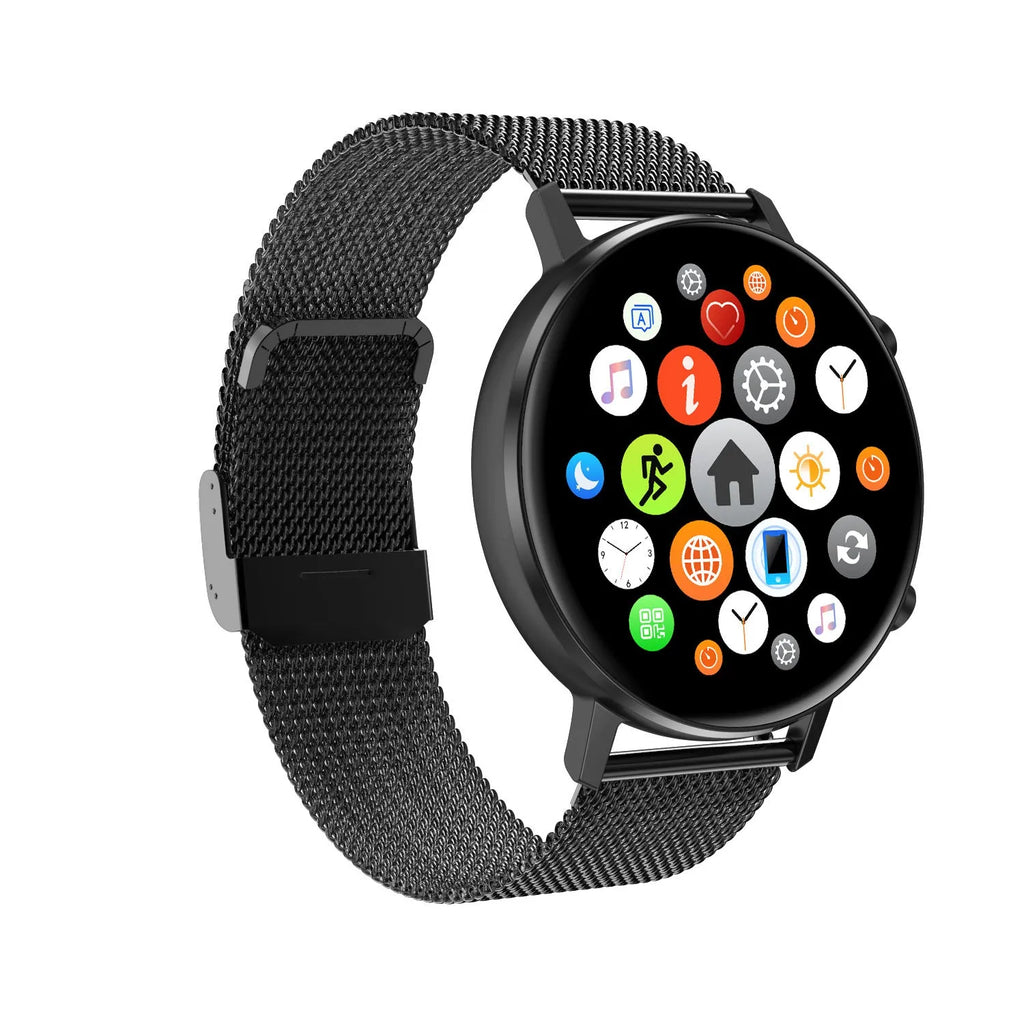 DT96 smart bracelet with steel wrist strap and 1.3-inch display screen