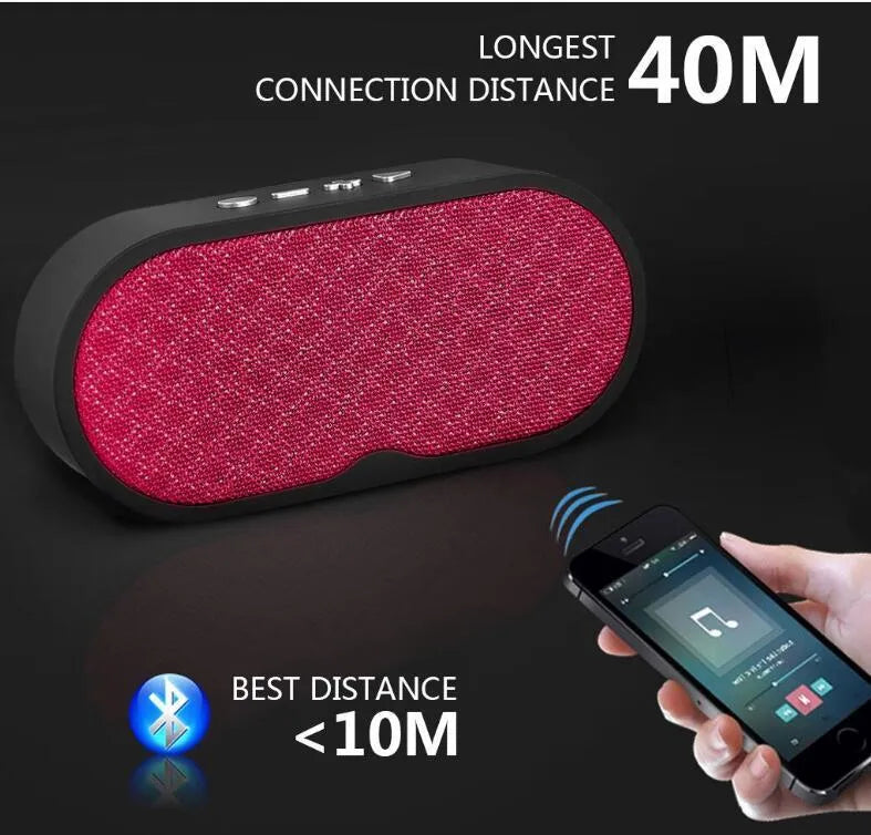 F3 model Bluetooth wireless speaker with subwoofer in plastic housing, shown in grey, red, black or blue.