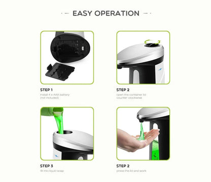 Automatic liquid soap dispenser with infrared sensor for touchless operation and 400ml capacity