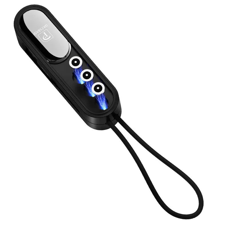 Magnetic three-in-one mobile phone charging cable with three connector heads, 0.4 metre length