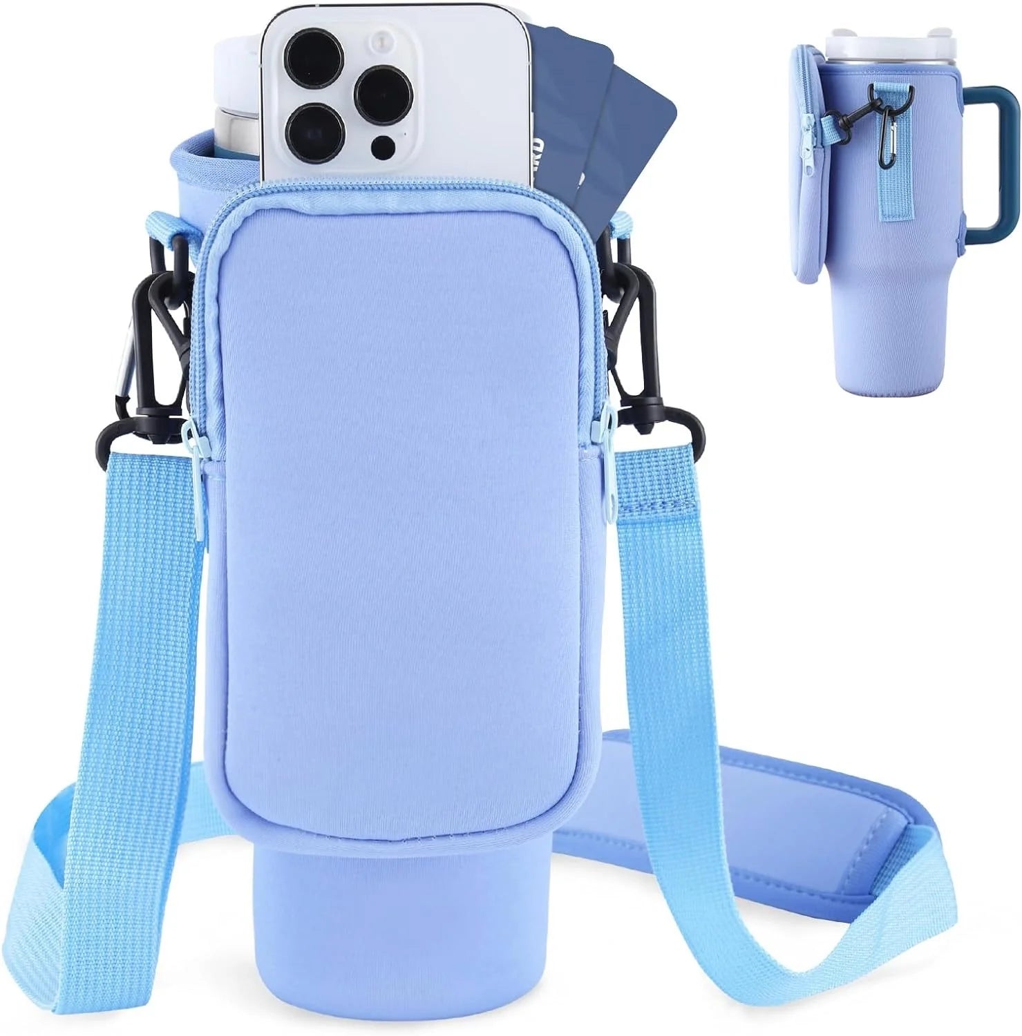 Slok Water Bottle Carrier Bag for 40oz tumblers with adjustable strap and front pockets