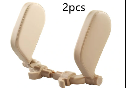 Adjustable car headrest pillow with 36cm bracket and 14cm rotating PU leather cushion