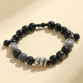 Handcrafted agate couple bracelets in black and white blessing snake style with natural stones