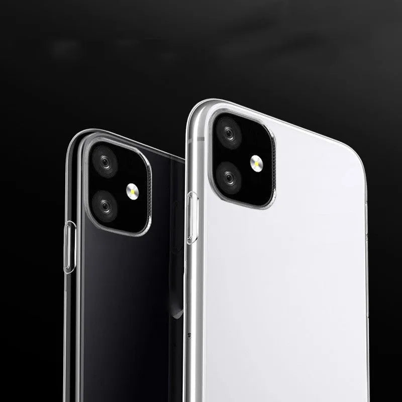 Transparent soft TPU phone case for iPhone on a table