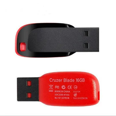 Black plastic USB flash drive with rotating protective cap showing waterproof and shockproof features