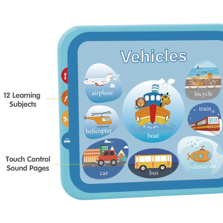 Educational English Kids Intelligent Book Learning Machine with Bluetooth in pink, red, and green