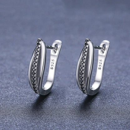 Copper Retro Hong Kong Style Black Zircon Earrings with round design