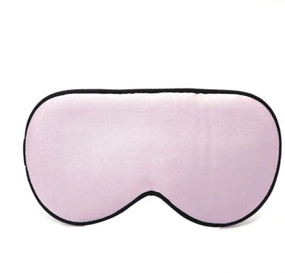 Silk eye mask with ice cube gel insert showing navy blue colour and adjustable strap