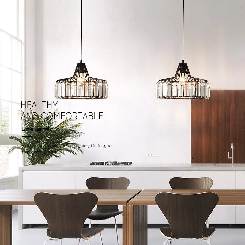 Modern crystal sun lamp droplight ceiling light in black or gold finish
