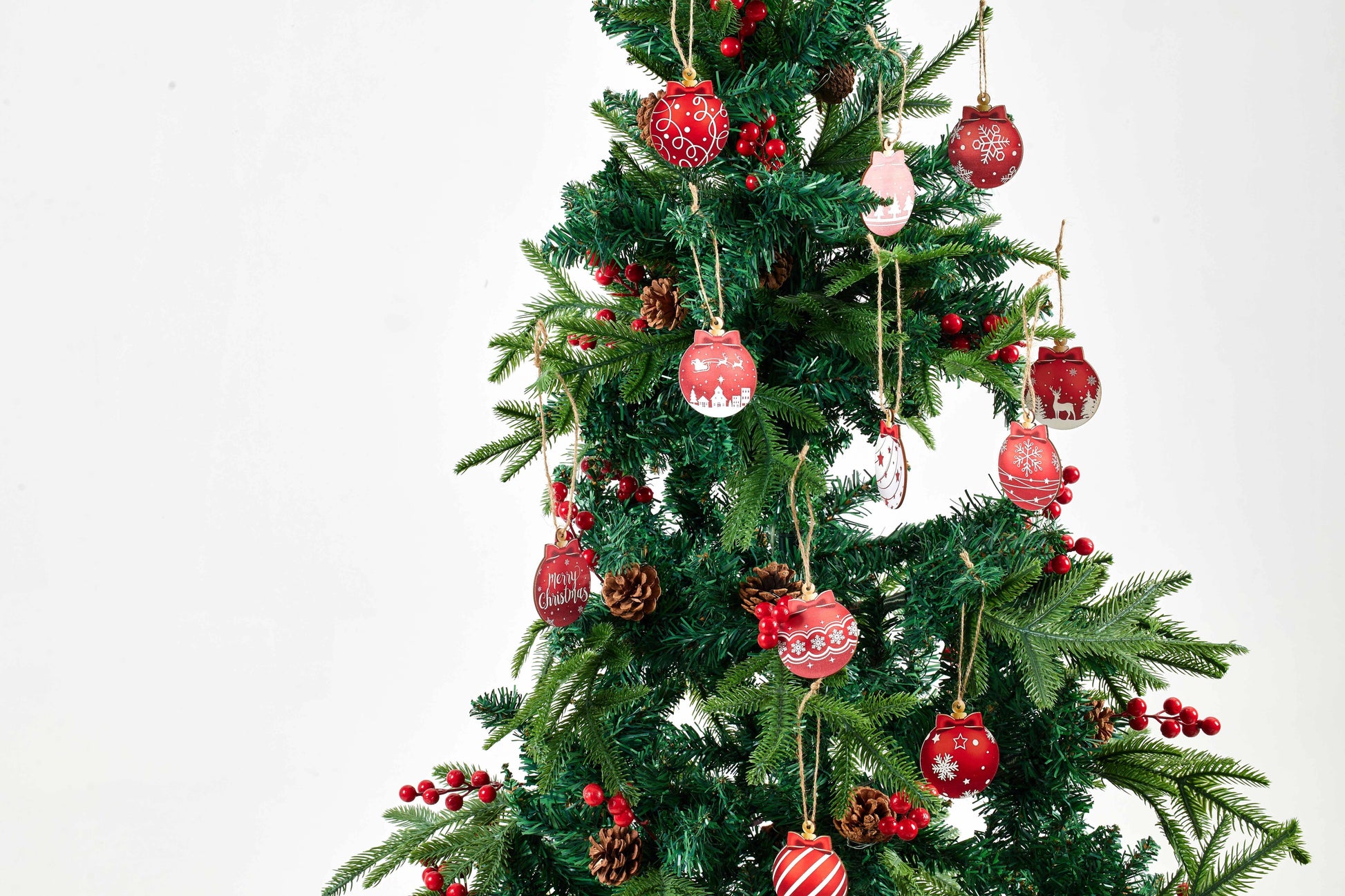 Hand-painted Christmas wooden signboard with 'Merry Christmas' message in red and green